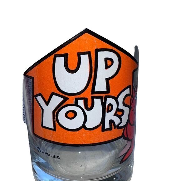 Vintage One Glass Up Yours Print Shot Glass Vodka - Picture 2 of 11